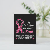 In oktober draag we roze borstkankerbewustzijn briefkaart (Staand voorkant)