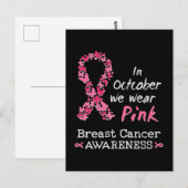 In oktober draag we roze borstkankerbewustzijn briefkaart (Voorkant / Achterkant)
