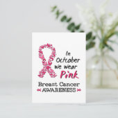 In oktober draag we roze borstkankerbewustzijn briefkaart (Staand voorkant)