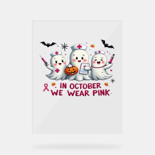 in oktober draag we roze borstkankerbewustzijn Cl Acryl Bord (Voorkant)