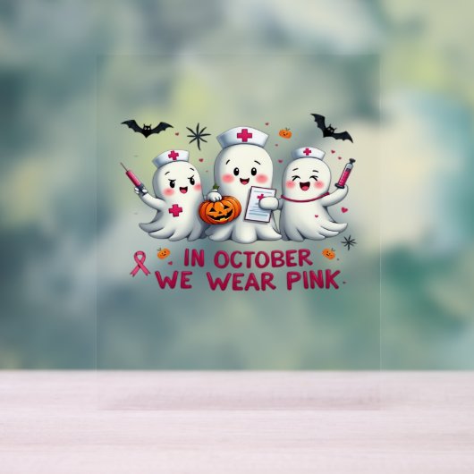 in oktober draag we roze borstkankerbewustzijn Cl Acryl Bord (Neutraal)