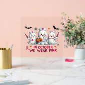 in oktober draag we roze borstkankerbewustzijn Cl Acryl Bord (Huwelijk)