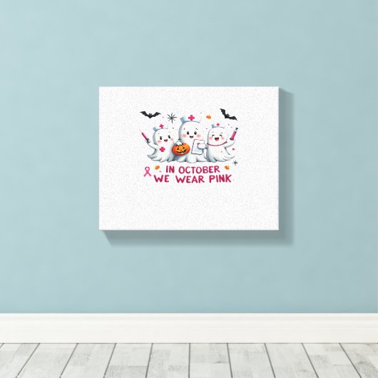 in oktober draag we roze borstkankerbewustzijn Cl Canvas Afdruk (Insitu (Houten vloer))
