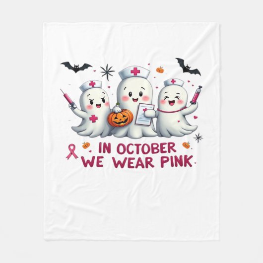 in oktober draag we roze borstkankerbewustzijn Cl Fleece Deken (Voorkant)