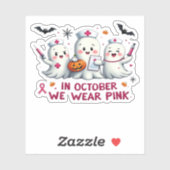 in oktober draag we roze borstkankerbewustzijn Cl Sticker (Vel)