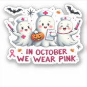 in oktober draag we roze borstkankerbewustzijn Cl Sticker (Voorkant)