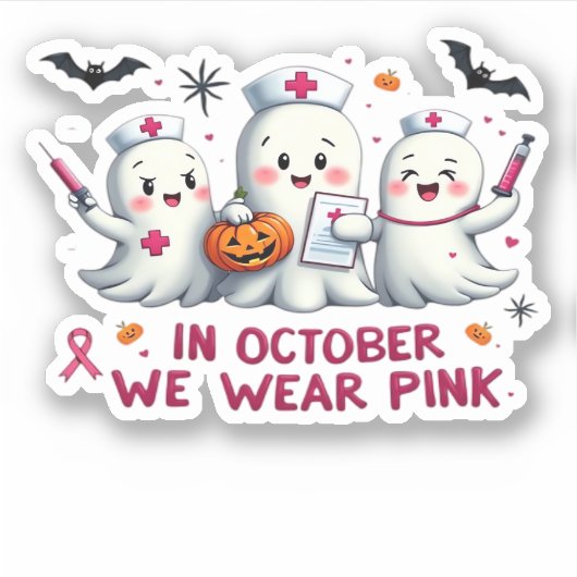 in oktober draag we roze borstkankerbewustzijn Cl Sticker (Voorkant)