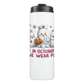 in oktober draag we roze borstkankerbewustzijn Cl Thermosbeker (Voorkant)