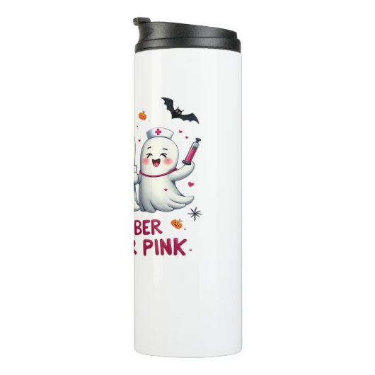 in oktober draag we roze borstkankerbewustzijn Cl Thermosbeker (Geroteerd rechts)