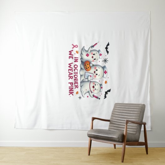 in oktober draag we roze borstkankerbewustzijn Cl Wandkleed (In Situ (horizontaal))