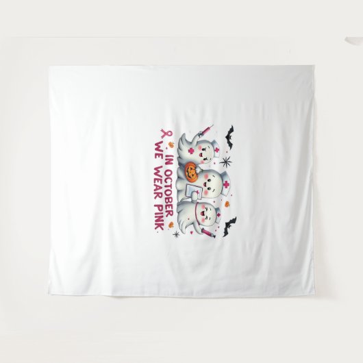 in oktober draag we roze borstkankerbewustzijn Cl Wandkleed (Voorkant (horizontaal))