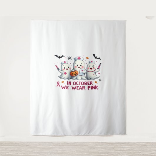 in oktober draag we roze borstkankerbewustzijn Cl Wandkleed (Voorkant)