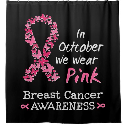 In oktober draag we roze borstkankerbewustzijn douchegordijn (Voorkant)