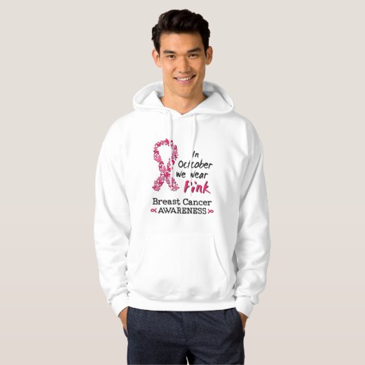 In oktober draag we roze borstkankerbewustzijn hoodie (Voorkant volledig)