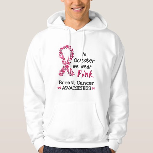 In oktober draag we roze borstkankerbewustzijn hoodie (Voorkant)