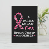 In oktober draag we roze borstkankerbewustzijn kaart (Staand voorkant)