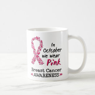 In oktober draag we roze borstkankerbewustzijn koffiemok