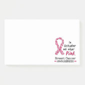 In oktober draag we roze borstkankerbewustzijn post-it® notes (Voorkant)