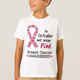 In oktober draag we roze borstkankerbewustzijn t-shirt