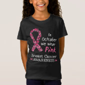 In oktober draag we roze borstkankerbewustzijn t-shirt (Voorkant)