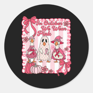 In oktober Draag we roze borstkankergans Ronde Sticker