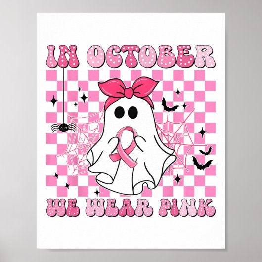 In oktober Draag we roze borstkankergeesten Hallo Poster (Voorkant)