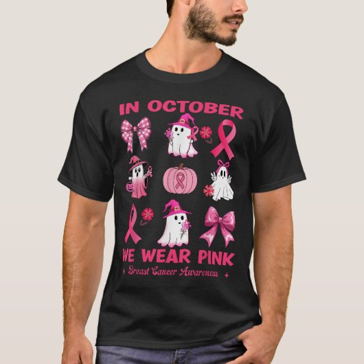 In oktober Draag we roze borstkankergeesten T-shirt (Voorkant)