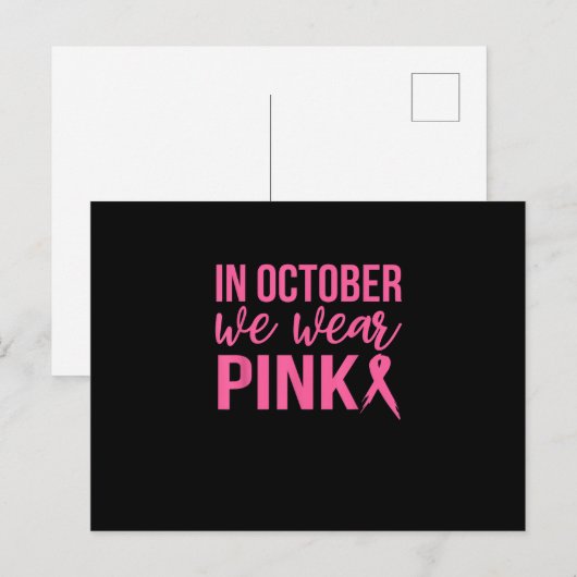 In oktober Draag we roze borstkankerondersteuning Briefkaart (Voorkant / Achterkant)