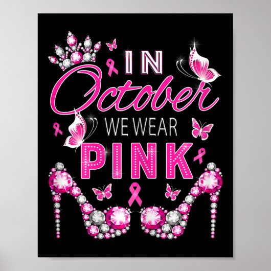 In oktober draag we roze borstkankervoorlichting poster (Voorkant)