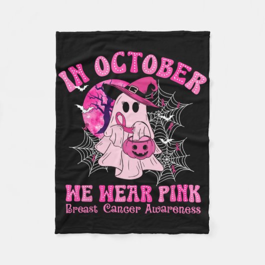 In oktober Draag we roze borstkankervrouwen Ghost Fleece Deken (Voorkant)