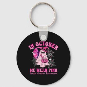 In oktober Draag we roze borstkankervrouwen Ghost Sleutelhanger