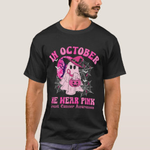 In oktober Draag we roze borstkankervrouwen Ghost T-shirt