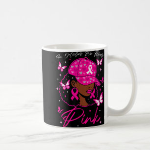 In oktober Draag we roze borstkankerwaarschuwing b Koffiemok