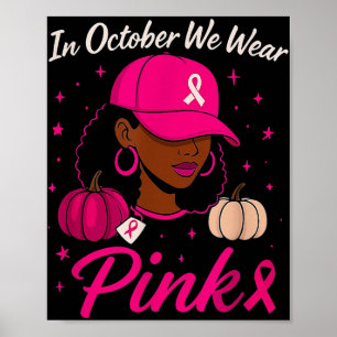 In oktober Draag we roze borstkankerwaarschuwing b Poster