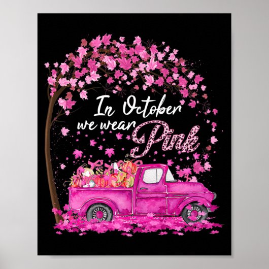 In oktober Draag we roze borstkankerwaarschuwing G Poster (Voorkant)