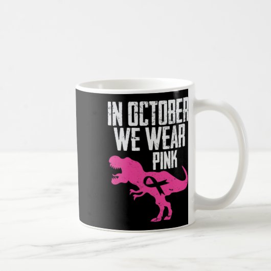 In oktober Draag we roze borstkankerwaarschuwing Koffiemok (Rechts)