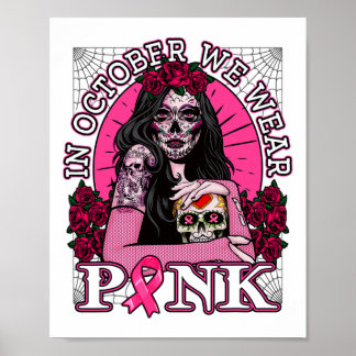 In oktober Draag we roze borstkankerwaarschuwing Poster