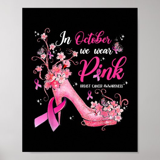 In oktober Draag we roze borstkankerwaarschuwing Poster (Voorkant)
