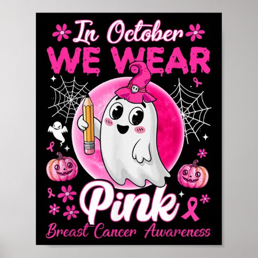 In oktober Draag we roze borstkankerwaarschuwing t Poster (Voorkant)