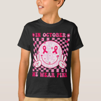 In oktober Draag we roze borstkankerwaarschuwing T-shirt