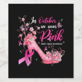 In oktober Draag we roze borstkankerwaarschuwing Wijn Etiket (Enkel label)