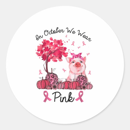 In oktober Draag we roze borstkankerwaren Ronde Sticker (Voorkant)