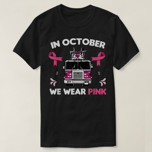In oktober Draag we roze brandweerkanker T-shirt (Design voorkant)