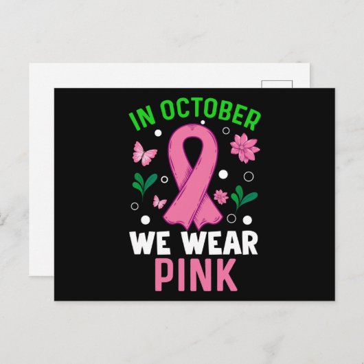 In oktober Draag we roze Briefkaart (Voorkant / Achterkant)