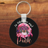 In oktober Draag we roze dachshund Sleutelhanger (Voorkant)