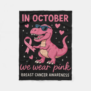 In oktober Draag we roze dinosaur Breast Cancer Aw Fleece Deken