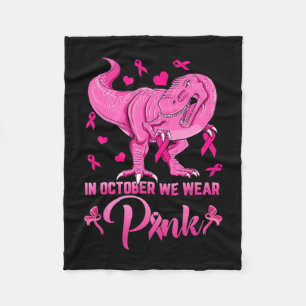 In oktober Draag we roze dinosaur Breast Cancer Aw Fleece Deken