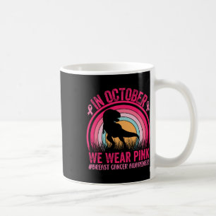 In oktober Draag we roze dinosaur Breast Cancer Aw Koffiemok