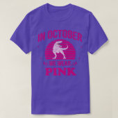 In oktober Draag we roze dinosauriërs met een bors T-shirt (Design voorkant)