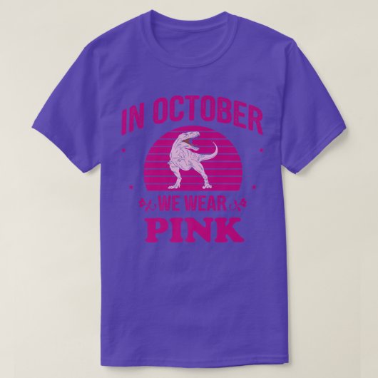 In oktober Draag we roze dinosauriërs met een bors T-shirt (Design voorkant)